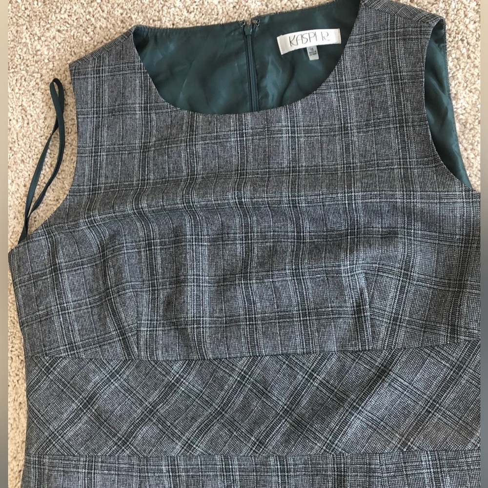 Kasper Gray Sleeveless Sheath Dress Crew Neck Midi - Picture 8 of 8